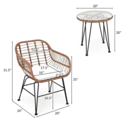 Tangkula 3PCS Patio Rattan Furniture Set With Round Tempered Glass Top Table & 2 Rattan Armchairs White/Turquoise/Red -Crosley Sales Store GUEST 000884e2 65f9 4082 9e8f 872de1c343a5