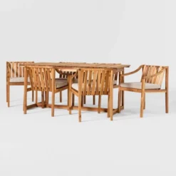 7pc Modern Slatted Wood Outdoor Dining Set - Saracina Home -Crosley Sales Store GUEST 004dfb25 1c23 4390 ab30 32ab6c6abcb4