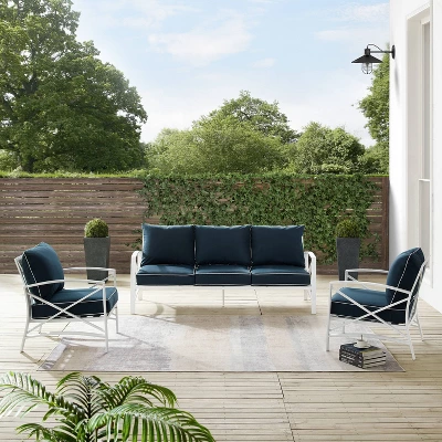 Kaplan 3pc Outdoor Sofa Set With Sofa & 2 Arm Chairs - Navy - Crosley 6 Kaplan 3pc Outdoor Sofa Set With Sofa & 2 Arm Chairs - Navy - Crosley - Image 6