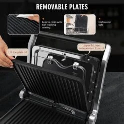 Costway Electric Panini Press Grill 1200W Sandwich Maker With Independent Temperature Control & Removable Drip Tray -Crosley Sales Store GUEST 00f8735c 8b3c 4677 b1dd 6389379e9081