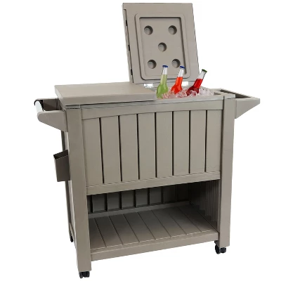 Sunnydaze Decor Sunnydaze Rolling Patio Serving Cart With Prep Table, Cooler And Storage 1 Sunnydaze Decor Sunnydaze Rolling Patio Serving Cart With Prep Table, Cooler And Storage