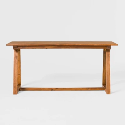 Saracina Home 66" Modern Slatted Rectangle Outdoor Dining Table With Trapezoid Legs 5 Saracina Home 66" Modern Slatted Rectangle Outdoor Dining Table With Trapezoid Legs - Image 5