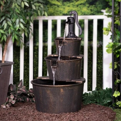 40" Three Tier Pump And Barrels Fountain Brown - Alpine Corporation 1 40" Three Tier Pump And Barrels Fountain Brown - Alpine Corporation