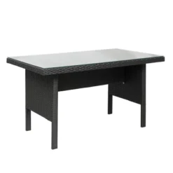 6pc Wicker Patio Conversation Set With Glass Table Ottomans & Cushions - Black/Dark Gray - GODEER -Crosley Sales Store GUEST 03d5dbc5 b9de 4729 ac3b 5937b1dab7b0