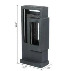 LuxenHome Gray Resin Column Outdoor Fountain With LED Light -Crosley Sales Store GUEST 052cbc0a 5506 40d7 bf3d 82508acc26ea