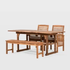 Ravenscroft 4pc Extendable Acacia Wood Outdoor Dining Set - Saracina Home -Crosley Sales Store GUEST 05ab73f4 1340 427a b6c1 e995012a08c6