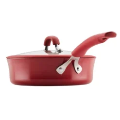 Rachael Ray Cook + Create Aluminum Nonstick Saute Pan With Lid 3qt Red -Crosley Sales Store GUEST 05dccf40 7439 4194 af22 7c03a2b410b6