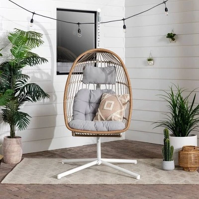 Toluca Hanging Outdoor Boho Egg Chair With Cushion - Saracina Home 8 Toluca Hanging Outdoor Boho Egg Chair With Cushion - Saracina Home - Image 8