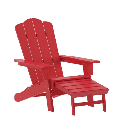 Emma And Oliver Set Of 2 Adirondack Chairs With Cup Holders And Pull Out Ottoman, All-Weather HDPE Indoor/Outdoor Lounge Chairs 12 Emma And Oliver Set Of 2 Adirondack Chairs With Cup Holders And Pull Out Ottoman, All-Weather HDPE Indoor/Outdoor Lounge Chairs - Image 12