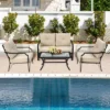 Costway 4 PCS Patio Furniture Set Cushion Sofa Loveseat Sectional Garden Deck Poolside