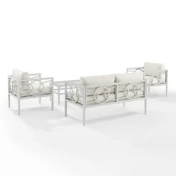 Ashford 4pc Outdoor Metal Conversation Set - Cream - Crosley -Crosley Sales Store GUEST 06e70cb5 9bcd 4722 9142 c221805261e9