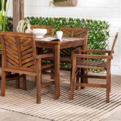 7pc Slatted Chevron Acacia Patio Dining Set - Saracina Home -Crosley Sales Store GUEST 0739b11c 311d 443b 9be9 5f58fdbea9ef