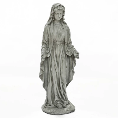 LuxenHome 30.5" H Virgin Mary Indoor Outdoor Statue Garden Statues, Gray Or Ivory 9 LuxenHome 30.5" H Virgin Mary Indoor Outdoor Statue Garden Statues, Gray Or Ivory - Image 9