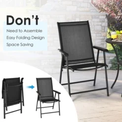 Costway 4PCS Patio Folding Dining Chairs Portable Camping Armrest Garden Black -Crosley Sales Store GUEST 083cac60 fb9d 49f1 8fe4 2f99ee3bcc6f