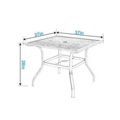 37"x37" Square Patio Dining Table With Umbrella Hole - Captiva Designs 9 37"x37" Square Patio Dining Table With Umbrella Hole - Captiva Designs -Crosley Sales Store GUEST 08a5117e 259c 4426 a1db da7211507f18
