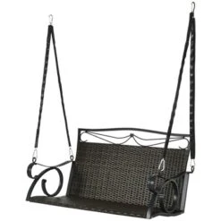 Outsunny PE Wicker Porch Swing, 2-Seater Hanging Swing Bench With Chains, 528 LBS Weight Capacity, Flourishes, Brown -Crosley Sales Store GUEST 08fdbfb2 7481 458d 8f7e 46e643b052ca