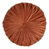 14" Velvet Pin Tuck Poly Filled Round Throw Pillow Rust - Saro Lifestyle