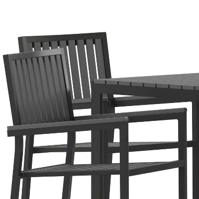 Merrick Lane 5 Piece Indoor/Outdoor Dining Set With Table And Four Chairs With Black Poly Resin Slats 9 Merrick Lane 5 Piece Indoor/Outdoor Dining Set With Table And Four Chairs With Black Poly Resin Slats - Image 9