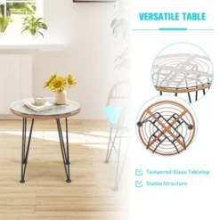 Tangkula 3PCS Patio Rattan Furniture Set With Round Tempered Glass Top Table & 2 Rattan Armchairs White/Turquoise/Red -Crosley Sales Store GUEST 0b03325d 61a9 41c4 9f8b b533e421d81e