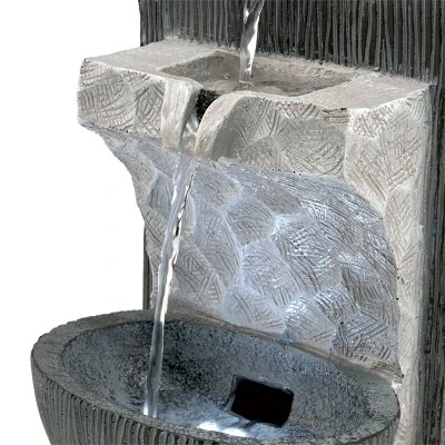14" Modern Cascading Tabletop Fountain With LED Lights Gray - Alpine Corporation 6 14" Modern Cascading Tabletop Fountain With LED Lights Gray - Alpine Corporation - Image 6