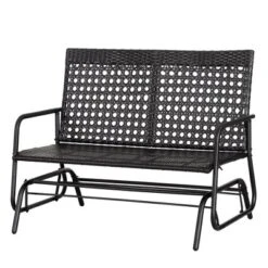 Outsunny Patio 2-Person Wicker Glider Bench Rocking Chair, Outdoor All-Hand Woven PE Rattan Loveseat For Patio, Garden, Porch, Lawn, Black -Crosley Sales Store GUEST 0c21a301 c5af 4d84 bf52 19fa9431565e