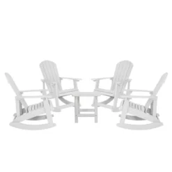 Flash Furniture Set Of 4 Savannah All-Weather Poly Resin Wood Adirondack Rocking Chairs With Side Table -Crosley Sales Store GUEST 0c7d2453 ce83 4d49 9112 c03f37eee043