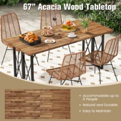 Costway 67'' Patio Rectangle Table Heavy-Duty Acacia Wood Dining Table With Umbrella Hole 13 Costway 67'' Patio Rectangle Table Heavy-Duty Acacia Wood Dining Table With Umbrella Hole -Crosley Sales Store GUEST 0dcbf27a 9ad8 462f a605 c6cdf7786f27