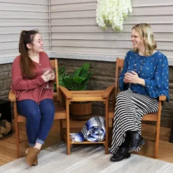 Sunnydaze Decor Sunnydaze Outdoor Meranti Wood With Teak Oil Finish Jack-and-Jill Patio Chairs With Attached Table - Brown -Crosley Sales Store GUEST 0e5176ba b9bd 4a18 8413 dda04f8ab8bf