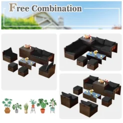 Costway 8PCS Patio Rattan Furniture Set Space-Saving Storage Cushion BlackTurquoiseNavy Cover -Crosley Sales Store GUEST 0ece1ba5 480a 4aec 970e f1f627f77c29