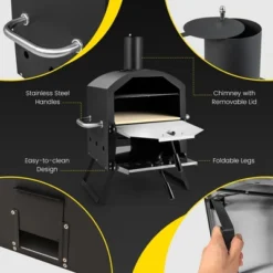 Costway 2-Layer Pizza Oven Wood Fired Pizza Grill Outside Pizza Maker With Waterproof Cover -Crosley Sales Store GUEST 0ee2c3d6 e09a 47f1 94a4 77a5cceb54a1