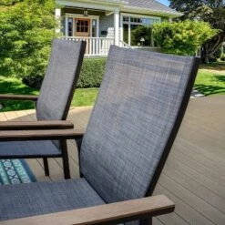 7pc Patio Dining Set With Rectangle Table With 2.6" Umbrella Hole & Aluminum Arm Chairs - Captiva Designs