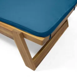 Kyoto 3pc Outdoor Acacia Wood Chaise Lounge Set With Cushions - Teak/Blue - Christopher Knight Home -Crosley Sales Store GUEST 0effdee0 0c57 43d4 be97 ca630ce93891