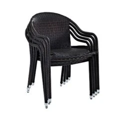 Palm Harbor 4pk Outdoor Wicker Stackable Chairs - Brown - Crosley -Crosley Sales Store GUEST 0f13b4b8 e273 4001 bdd6 fee939aa1db2