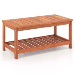 Costway Patio Coffee Table 2-Tier Outdoor Side Rectangle Side Table Solid Wood Porch -Crosley Sales Store GUEST 10005b69 6da7 460f 9a43 48eff7b71f1f