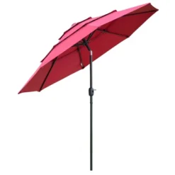 Outsunny 9FT 3 Tiers Patio Umbrella Outdoor Market Umbrella With Crank, Push Button Tilt For Deck, Backyard And Lawn -Crosley Sales Store GUEST 103ca04e ef9d 4910 b1e2 2cc38df6335f