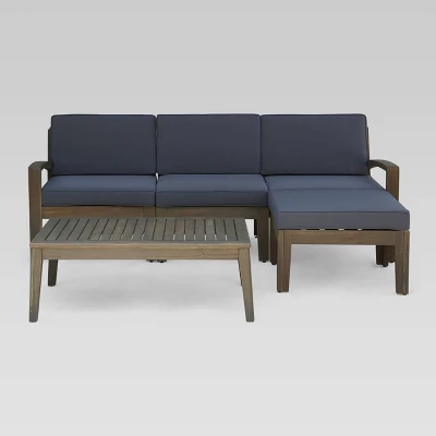 Grenada 5pc Acacia Sectional Sofa Set - Gray/Dark Gray - Christopher Knight Home 1 Grenada 5pc Acacia Sectional Sofa Set - Gray/Dark Gray - Christopher Knight Home