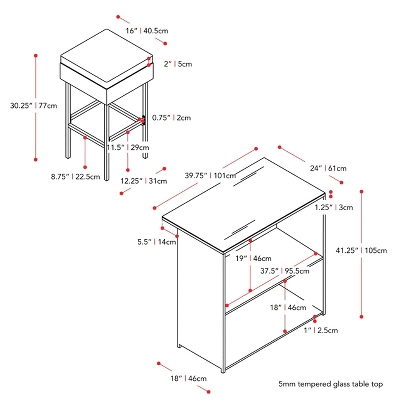 Parksville Patio Bar Set With Cushions - Black/Gray - CorLiving 8 Parksville Patio Bar Set With Cushions - Black/Gray - CorLiving - Image 8