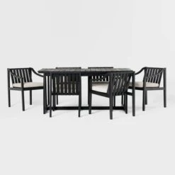 7pc Modern Slatted Wood Outdoor Dining Set - Saracina Home -Crosley Sales Store GUEST 117dd8e5 e41e 4deb 8859 7e6c9ff717ab