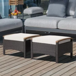 Costway Set Of 2 Patio Rattan Ottoman Footrest Cushions Wooden Handle Off WhiteBrownRedNavy 18 Costway Set Of 2 Patio Rattan Ottoman Footrest Cushions Wooden Handle Off WhiteBrownRedNavy -Crosley Sales Store GUEST 118f7ad8 fef5 4ab2 9c14 9adc0c37c269