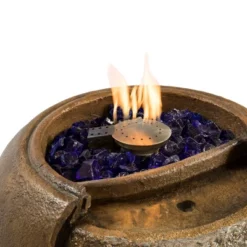 Teamson Home Outdoor 22 Inch Water Fountain Pot With Fire Pit And Fire Glass, Brown -Crosley Sales Store GUEST 11e5b625 0e57 4752 baae 145c9e4ccdb8