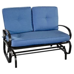 Costway Glider Outdoor Patio Rocking Bench Loveseat Cushioned Seat Steel Frame Blue -Crosley Sales Store GUEST 123ec2be c07d 4102 82bd fc8189a2ab7a