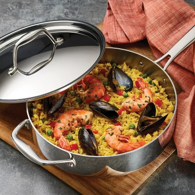 Tramontina Gourmet Tri-Ply Clad 3qt Deep Saute Pan With Lid Silver 5 Tramontina Gourmet Tri-Ply Clad 3qt Deep Saute Pan With Lid Silver - Image 5