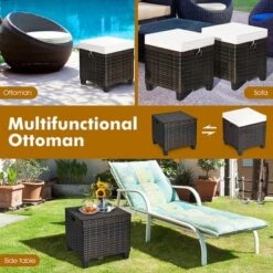 Costway 2PCS Patio Rattan Ottoman Cushioned Seat Beige -Crosley Sales Store GUEST 13c4f3da 013e 49f7 9374 cf7e89ab0cce
