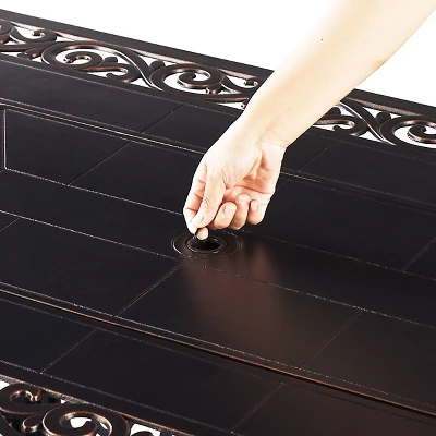 5pc Set With 48" Rectangular Outdoor Aluminum Fire Table & Four Swivel Rocking Chairs & Wind Blocker Lid - Oakland Living 5 5pc Set With 48" Rectangular Outdoor Aluminum Fire Table & Four Swivel Rocking Chairs & Wind Blocker Lid - Oakland Living - Image 5