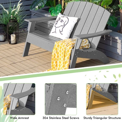 Costway 2PCS Patio Adirondack Chair Loveseat Bench HDPE Weather Resistant Grey 5 Costway 2PCS Patio Adirondack Chair Loveseat Bench HDPE Weather Resistant Grey - Image 5