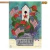 All American Birdhouse Floral House Flag Patriotic Primitive 28" X 40" Briarwood Lane