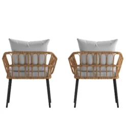 Flash Furniture Evin Set Of 2 Boho Indoor/Outdoor Rope Rattan Wicker Patio Chairs With All-Weather Cushions 19 Flash Furniture Evin Set Of 2 Boho Indoor/Outdoor Rope Rattan Wicker Patio Chairs With All-Weather Cushions -Crosley Sales Store GUEST 154a3beb a922 40f7 8393 ec42421673f8