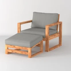 Galia 2pc Square Leg Acacia Wood Chair And Ottoman With Cushions - Brown - Saracina Home 21 Galia 2pc Square Leg Acacia Wood Chair And Ottoman With Cushions - Brown - Saracina Home -Crosley Sales Store GUEST 166ad4fe 8b58 4635 b854 caa776581feb