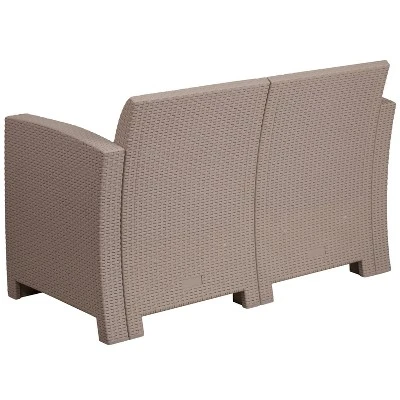 Merrick Lane Outdoor Furniture Resin Loveseat Faux Rattan Wicker Pattern 2-Seat Loveseat With All-Weather Cushions 5 Merrick Lane Outdoor Furniture Resin Loveseat Faux Rattan Wicker Pattern 2-Seat Loveseat With All-Weather Cushions - Image 5