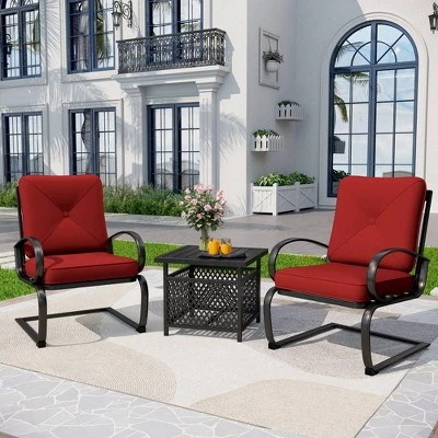 Captiva Designs 3pc Patio Bistro Set With Square Umbrella Table 11 Captiva Designs 3pc Patio Bistro Set With Square Umbrella Table - Image 11